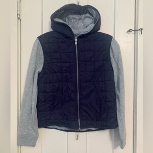 Kids Treasure & Bond Navy and Gray Hooded Puffer Jacket with Zipper